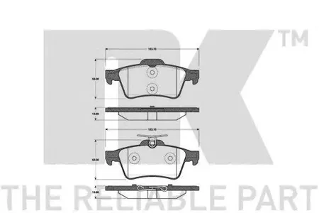NK 222562 Колодки торм.задние Saab 9-3, Opel Vectra , Ford Focus 1.4-3.2 02>
