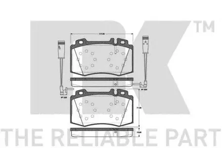 NK 223347 Колодки торм.передние с пластинами Mercedes W163 3.5-5.04.0CDiW220 2.8-6.03.2CDi 98>