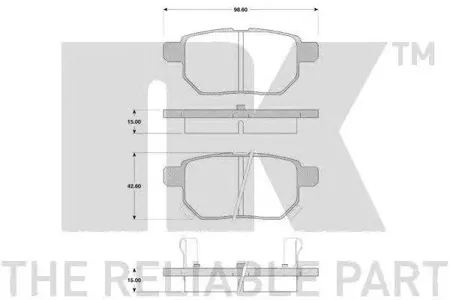 NK 224582 Колодки торм.задние Toyota Auris 1.4VVT-i-2.2D 07>Yaris 1.0VVT-i 06>
