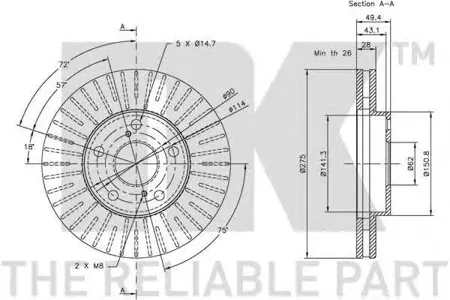 NK 314549 Тормозной диск