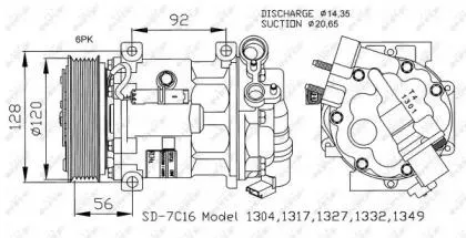 NRF 32239 Компрессор кондиционера Citroen sd7c16 c5 1.6 hdi Peugeot 407 1.6 hdi