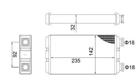 NRF 54312 радиатор печки 235x146x32 Opel Movano 1.9-2.5DCi 00>