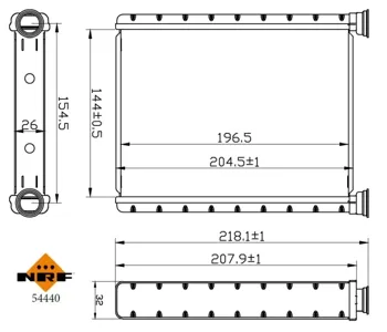 NRF 54440 Радиатор отопителя Toyota Yaris 2005-