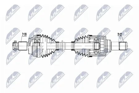 NTY NPWBM054 Вал привода BMW 3 (F3) (12-),3 (GT) (F34) (15-),4 (F3),1 (F2) (11-) колеса заднего правого
