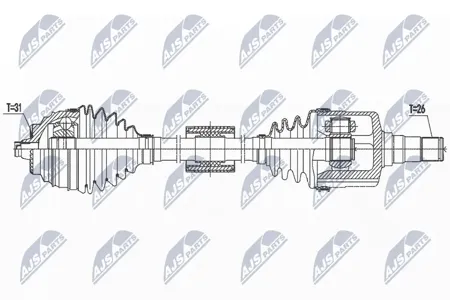 NTY NPWBM187 Полуось BMW 2 14- 1.8D перед.лев.