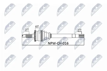 NTY NPWCH016 Полуось ( Jeep Grand Cherokee 99-04 without vari-lock прав )
