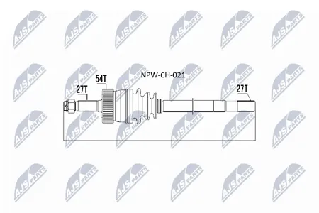 NTY NPWCH021 Полуось ( Jeep Grand Cherokee -99 прав)