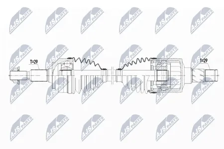 NTY NPWCH068 Полуось ( Jeep Grand Cherokee iii 05-10, Commander 05-11 left, atm )