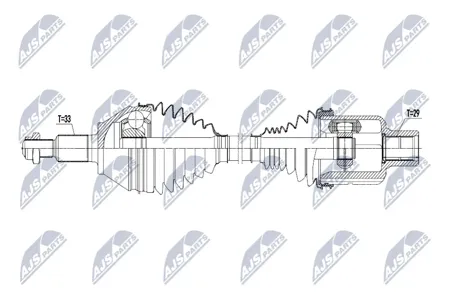 NTY NPWCH153 Полуось: DODGE RAM 1500 3.6,5.7,3.0CRDI 4WD 12-18 ,ПЕРЕД,L=P,