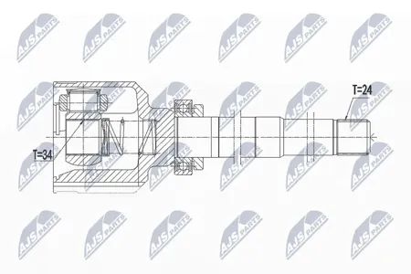 NTY NPWCT058 Шрус внутренний ( Citroen c3 ii 1.6hdi 09-, c3 iii 1.2thp uw,1.5hdi,1.6hdi 16-, c4 cactus 14-, ds3 09-, c-elysee 1.6hdi 92km 12-, Peugeot 208 1.2thp,1.6hdi 13-, 301 1.6hdi 92km 12- прав)