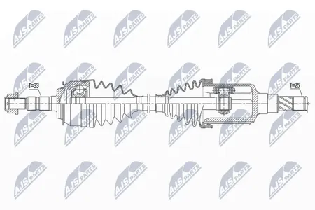 NTY NPWDW031 Вал Chevrolet Cruze 09- лев.