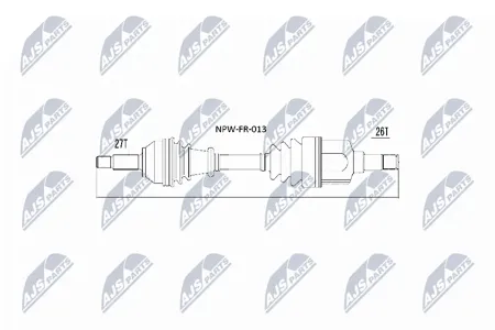 NTY NPWFR013 Вал FORD MONDEO III 00- лев.приводной