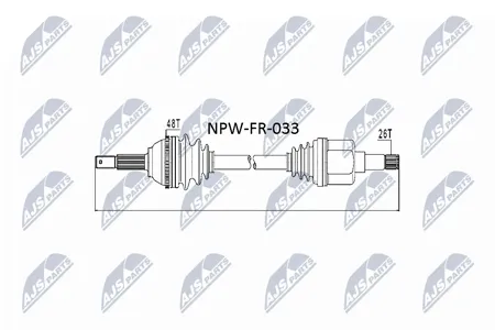NTY NPWFR033 Полуось Ford Transit 2.0di 63kw 00- лев