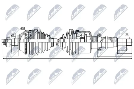 NTY NPWFR041 Вал приводной, передний правый