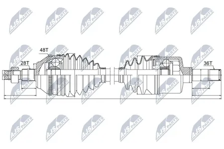NTY NPWFR042 Вал приводной, передний