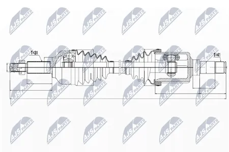 NTY NPWFR073 Вал приводной, передний левый
