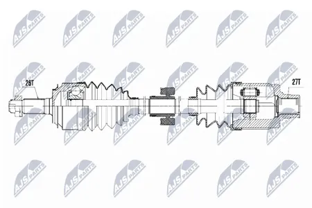 NTY NPWHD047 Полуось ( Honda Civic 1.8 05- справа, mtm)