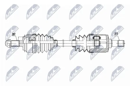 NTY NPWHD050 Полуось Honda Civic 1.8 05- lewa, mtm
