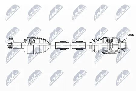 NTY NPWHD075 NPWHD075 Полуось Honda Civic X CVT 16- левая