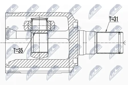 NTY NPWHY525 NPWHY525 ШРУС HYUNDAI SANTA FE 12-15, KIA SORENTO 09-15 /LEWY/