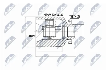 NTY NPWKA316 ШРУС ВНУТРЕННИЙ KIA SORENTO I/II 00- ПРАВ.