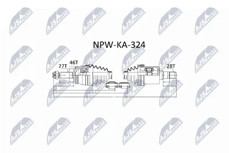 NTY NPWKA324 Полуось правая