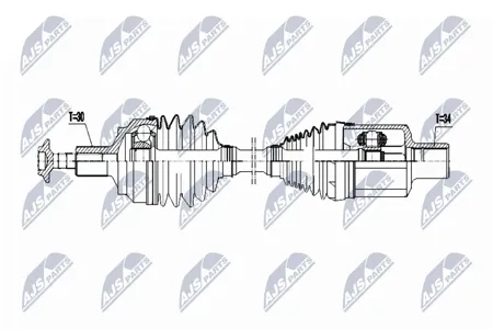 NTY NPWME060 Полуось ( Mercedes c280 c300 c320 c350 w204 3.03.23.5 08-, e350e400 12- atm, переднийa, слева)