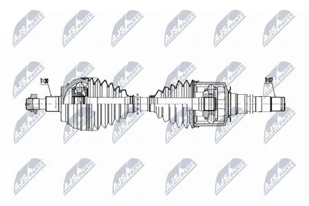 NTY NPWME069 Полуось ( Mercedes gl450gl550 w166 4.7.5.5 2012-, gle320 15- atm, переднийa, справа)
