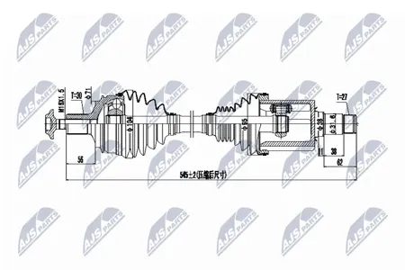 NTY NPWME071 привод передний правый MB W212/S212 4MATIC 09>