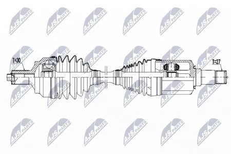 NTY NPWME104 Полуось ( Mercedes 4matic e w212s212 09-16, cls c218x218 11-17 front, right, atm )