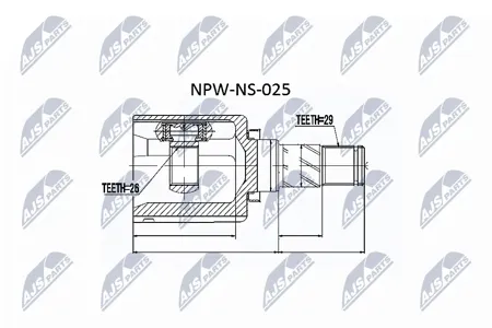 NTY NPWNS025 Шрус внутренний левый
