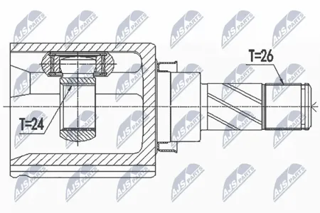 NTY NPWNS099 NPWNS099 ШРУС внутр. к-кт NISSAN QASHQAI 1.2DIG-T,1.5DCI 13-, JUKE 1.2DIG-T 14-, 1.5DCI 10- /LEWY,MT