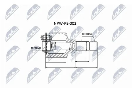 NTY NPWPE002 Шрус внутренний ( Peugeot 206 1.1,1.4 98- левый )