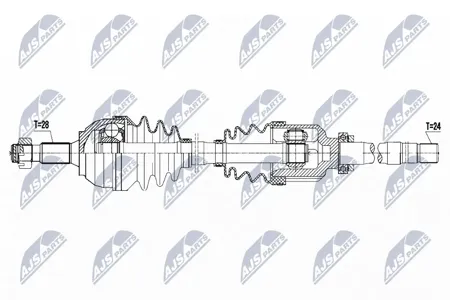 NTY NPWPE045 Полуось ( Peugeot 407 1.6hdi,1.8,2.0 04-, Citroen c5 iii 1.6hdi,1.8,2.0 08- right, gearbox be )