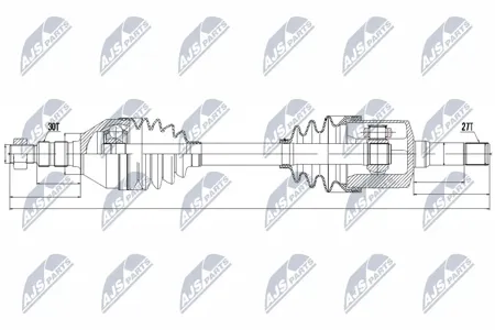 NTY NPWPL033 Вал приводной, передний правый