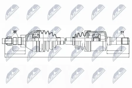 NTY NPWPL034 Вал приводной, передний правый