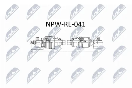 NTY NPWRE041 Полуось ( Renault Master fwd 2.3dci 11-, Opel Movano 2.3cdti 11-, Nissan nv400 2.3dci 11- лев)
