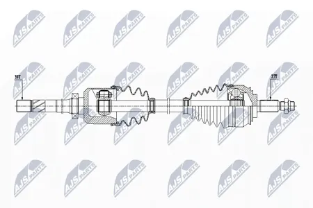 NTY NPWRE155 Полуось ( Renault eng.2.0dci Espace iv 06- vel satis 06- прав)