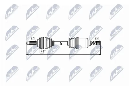 NTY NPWSB009 Вал приводной, передний
