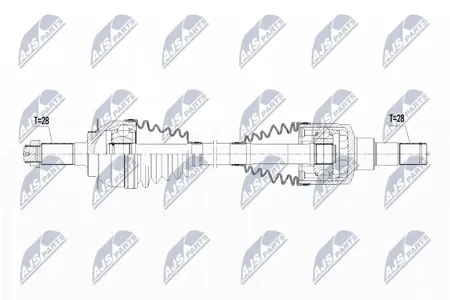 NTY NPWSU019 Полуось ( Suzuki sx4 2WD,4WD 1.9ddis 06-, Fiat sedici 1.9d 2WD,4WD 06- лев)