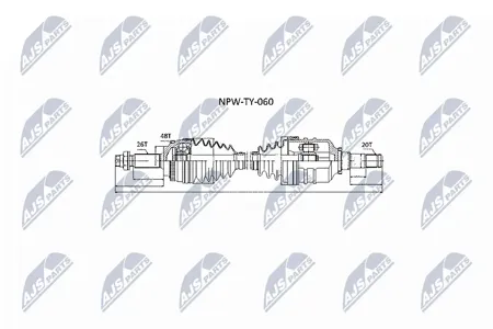 NTY NPWTY060 Вал приводной, передний левый