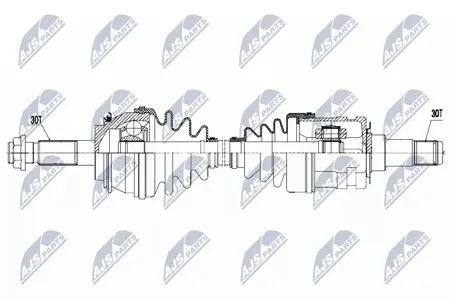 NTY NPWTY081 Полуось ( Toyota 4wd Hilux 2.5d-4d,3.0d-4d 05-15 front, lewa=prawa )