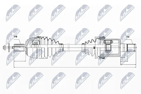 NTY NPWVV023 Вал приводной, передний