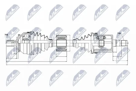 NTY NPWVV028 Полуось ( Volvo s80 2.0t,2.4t,2.5t 99-06 слева, mtm)