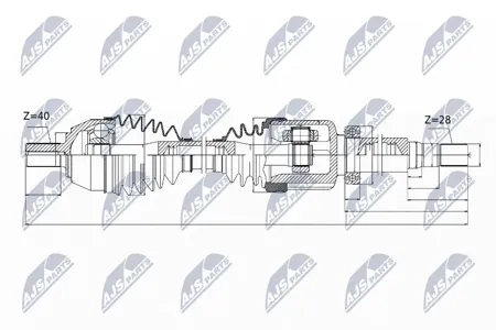 NTY NPWVV044 Вал приводной, передний правый