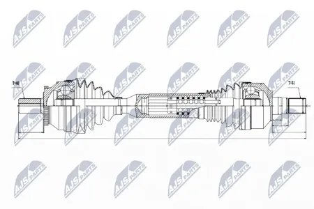 NTY NPWVV061 Полуось ( Volvo awd xc60 3.2v6 09-15, 3.0t6 08-15, 2.0d3d4 10-14 слева, atm tf-80sc)