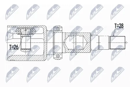 NTY NPWVV071 NPW-VV-071 Шарнир равных угловых скоростей: VOLVO 2.0T,2.0T5 S60II/V60 10-15, S80 10-, V70III 2.0T 1