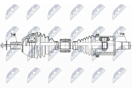 NTY NPWVV115 Полуось Volvo s60iiv60i d3d4d5,2.0t 10-, s80ii d5 06-, d3 10-, 2.0tdi 08-11, v70iii 2.4dd3d4d5 07- lewa, atm