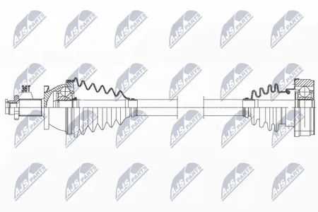NTY NPWVW105 Полуось (vw Polo 1.2,1.4,1.4tdi,1.9sdi 01-09, fox 1.4tdi 05-09, Skoda Fabia iii 1.2,1.4,1.4tdi,1.9sdi, Roomster 1.2,1.4,1.4tdi, Seat Cordoba Ibiza iii 1.2,1.4,1. tdi,1.9sdi 02-09, Ibiza iv 1.4 08-, a