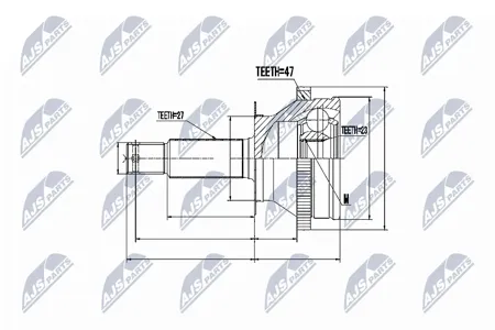 NTY NPZHY530 Шрус наружный ( Hyundai Sonata ef 2.0,2.4,2.5,2,7 atm 98-04, trajet 2.0,2.0crdi,2.7 atm)